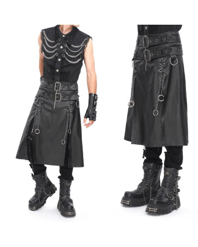 Gothic Skirt with Buckles for Men