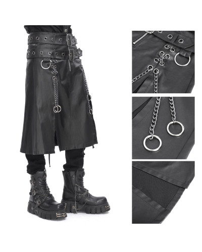 Gothic Skirt with Buckles for Men