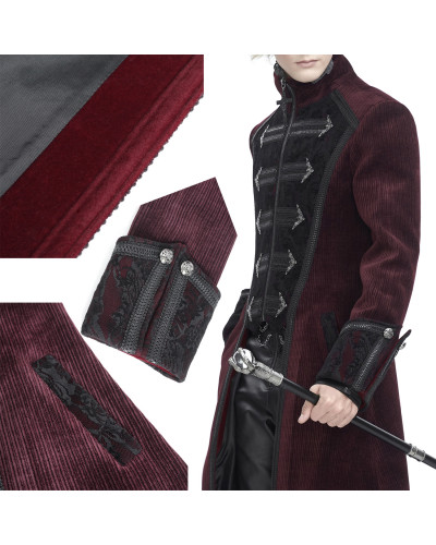 Veste Gothique Rouge Élégante pour Homme