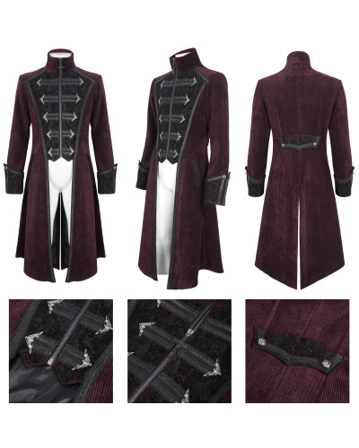 Veste Gothique Rouge Élégante pour Homme