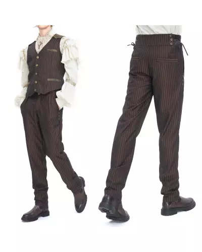 Brown Pants with Stripes for Men from Devil Fashion Brand at €81.50