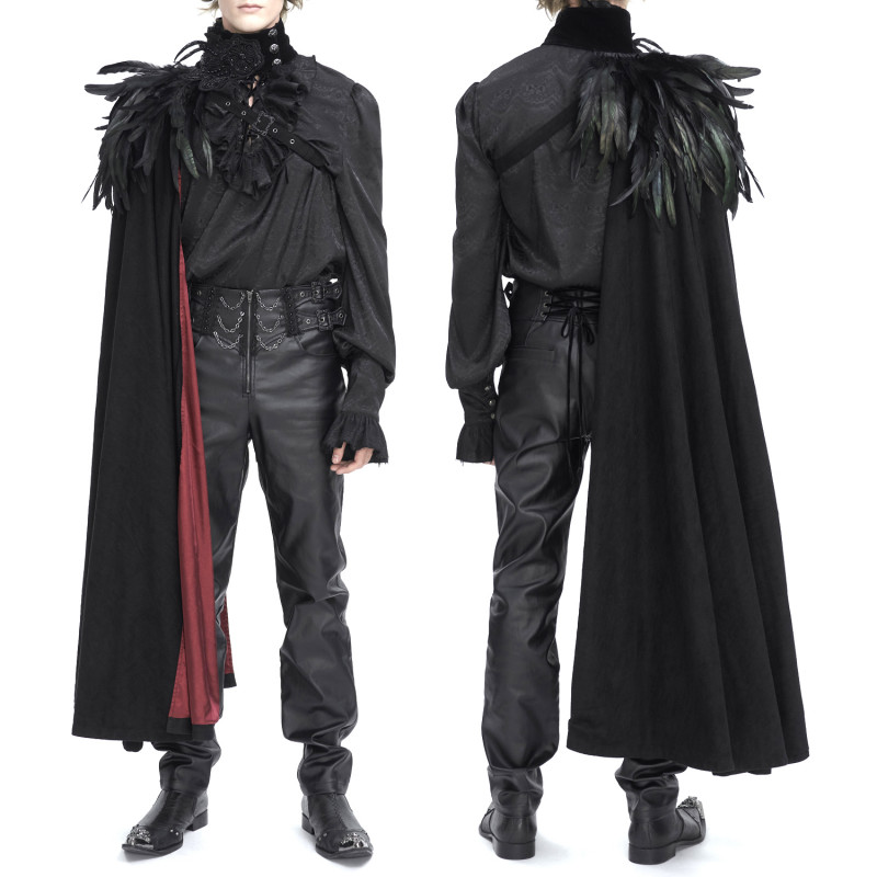 Capa Asimétrica con Plumas para Hombre