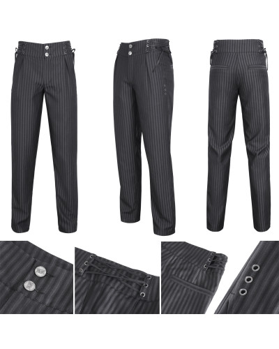Pantalón Negro con Rayas para Hombre