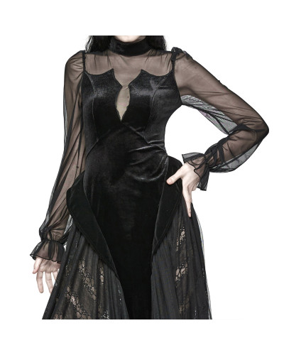 Vestido com Tule e Veludo