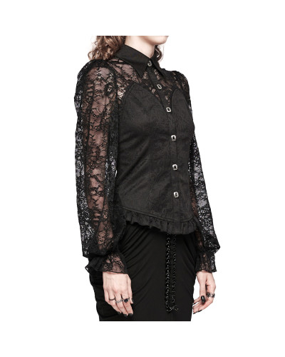Gothic Hemd mit Ärmeln aus Spitze