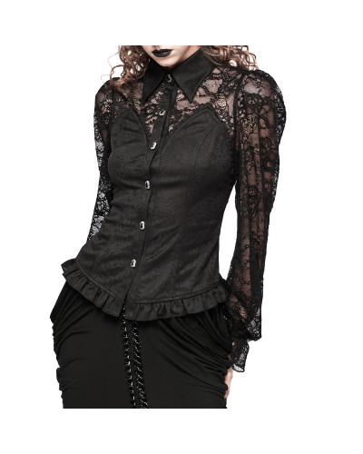 Gothic Hemd mit Ärmeln aus Spitze