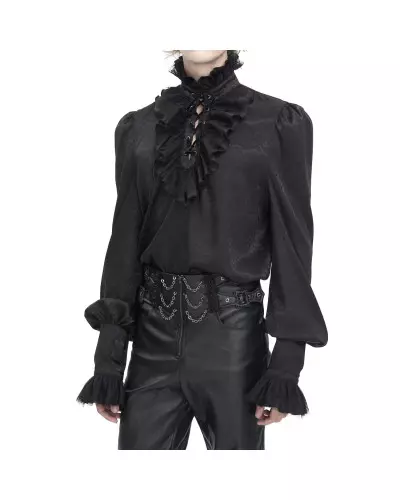 Black Blouse with Lacing for Men