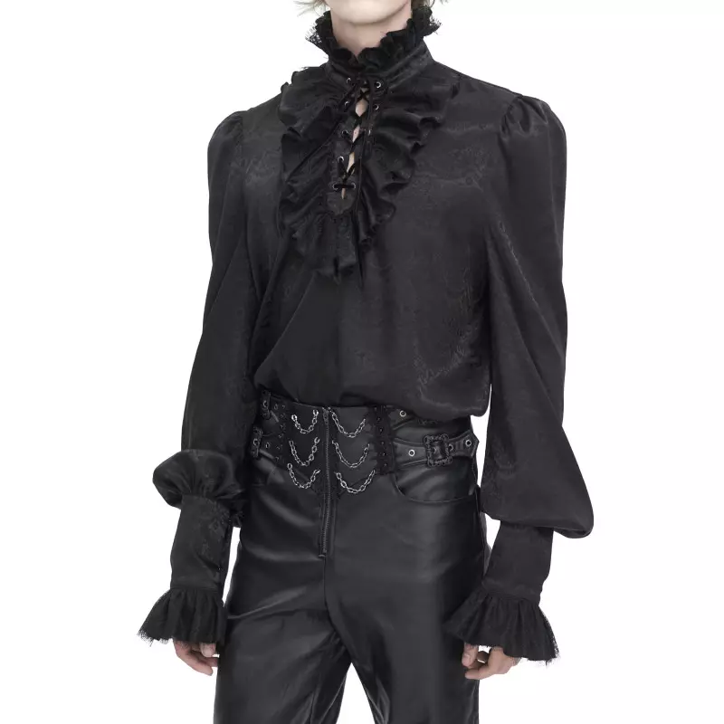 Black Blouse with Lacing for Men from Devil Fashion Brand at €69.00