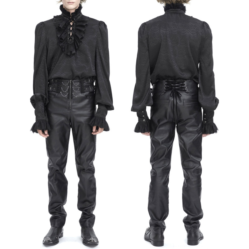 Blusa Negra con Cruzado para Hombre