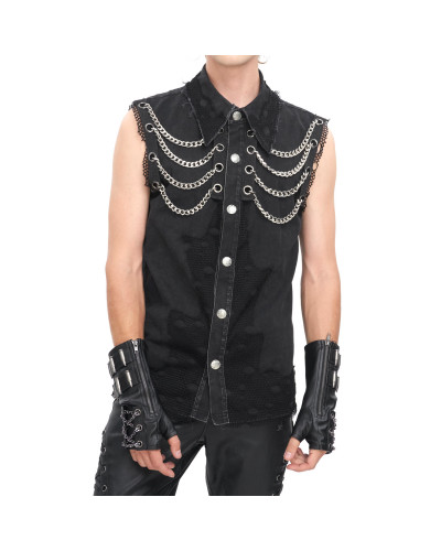 Camisa Gótica con Cadenas para Hombre