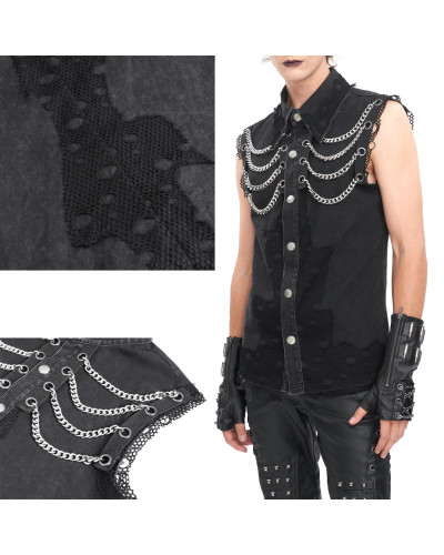 Camisa Gótica com Correntes para Homem