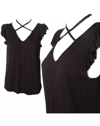 Black T-Shirt with Straps from Style Brand at €9.90