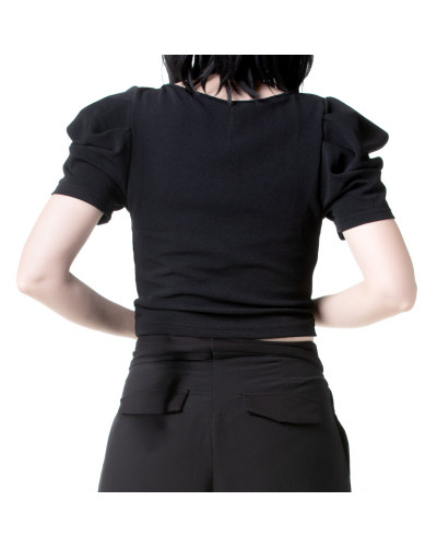 Camiseta Curta com Renda