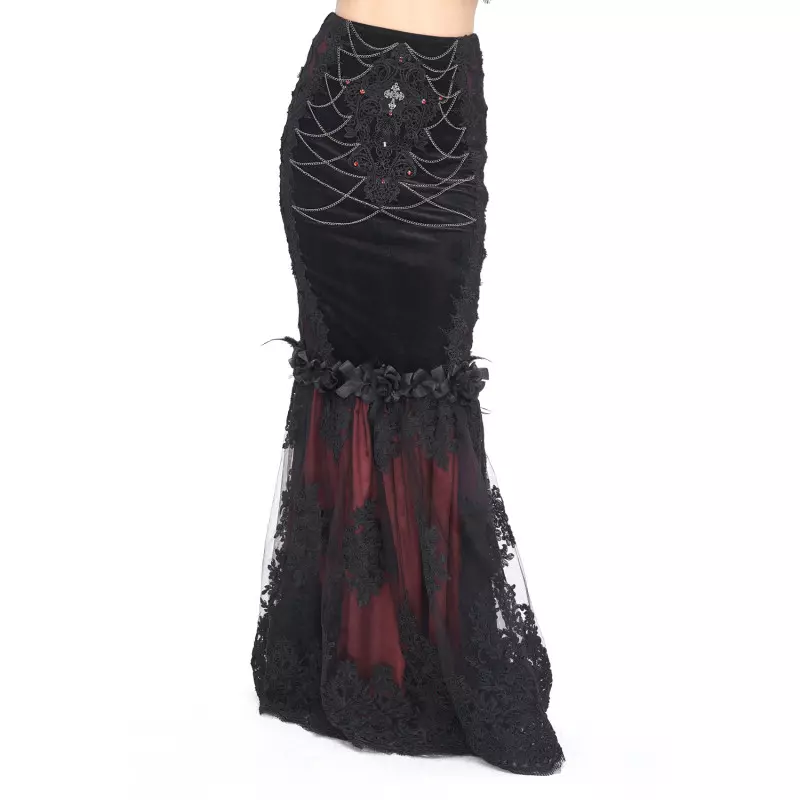 Black and Red Skirt with Cross and Chains from Devil Fashion Brand at €129.90