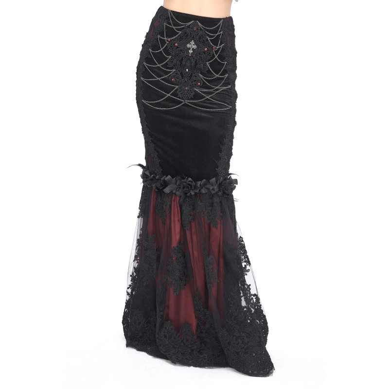 Falda Negra y Roja con Cruz y Cadenas Falda Negra y Roja con Cruz y Cadenas