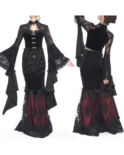 Black and Red Skirt with Cross and Chains