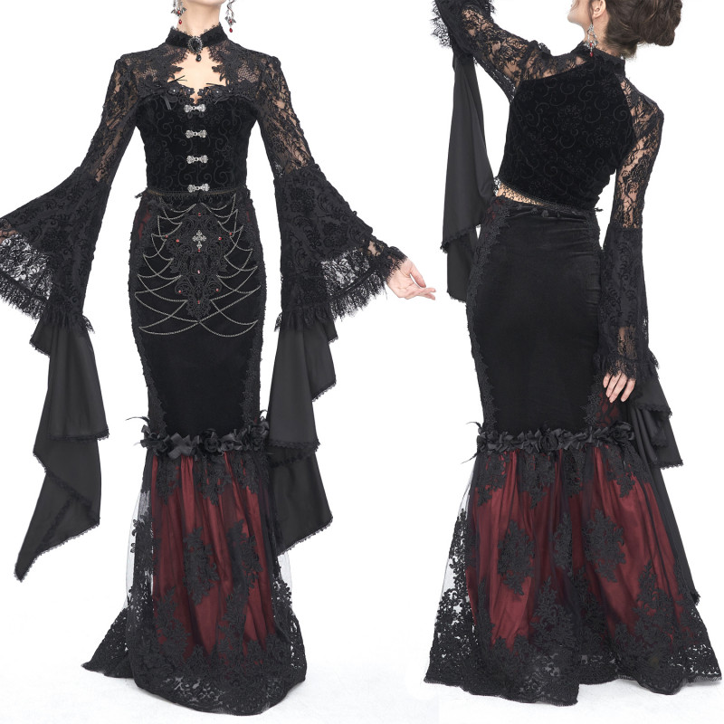 Black and Red Skirt with Cross and Chains