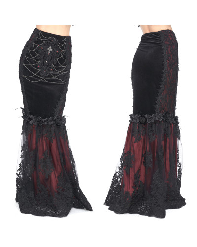 Falda Negra y Roja con Cruz y Cadenas