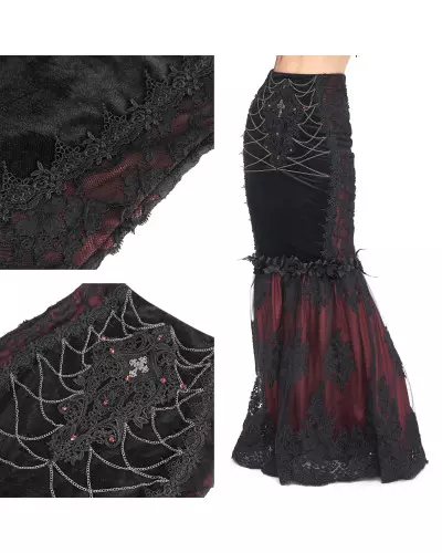 Black and Red Skirt with Cross and Chains from Devil Fashion Brand at €103.00