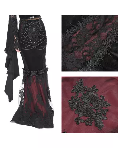 Jupe Noire et Rouge avec Croix et Chaînes de la Marque Devil Fashion à 129,90 €