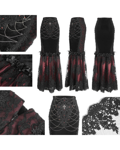Black and Red Skirt with Cross and Chains