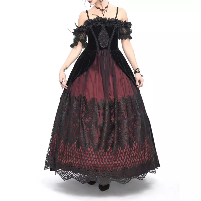 Elegantes Schwarz-Rotes Kleid der Devil Fashion-Marke für 179,00 €