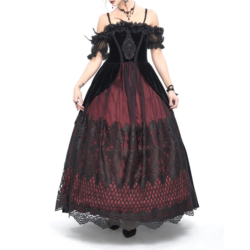 Vestido Elegante Rojo y Negro