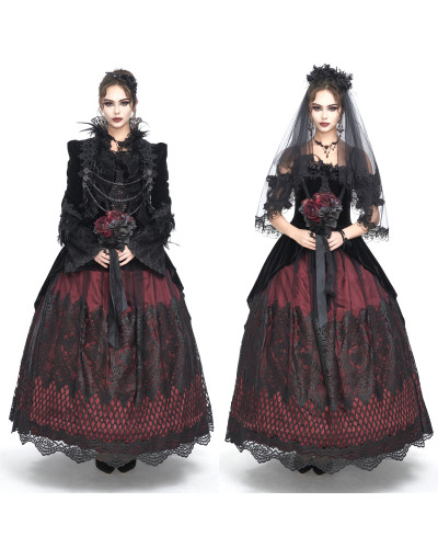 Vestido Elegante Rojo y Negro