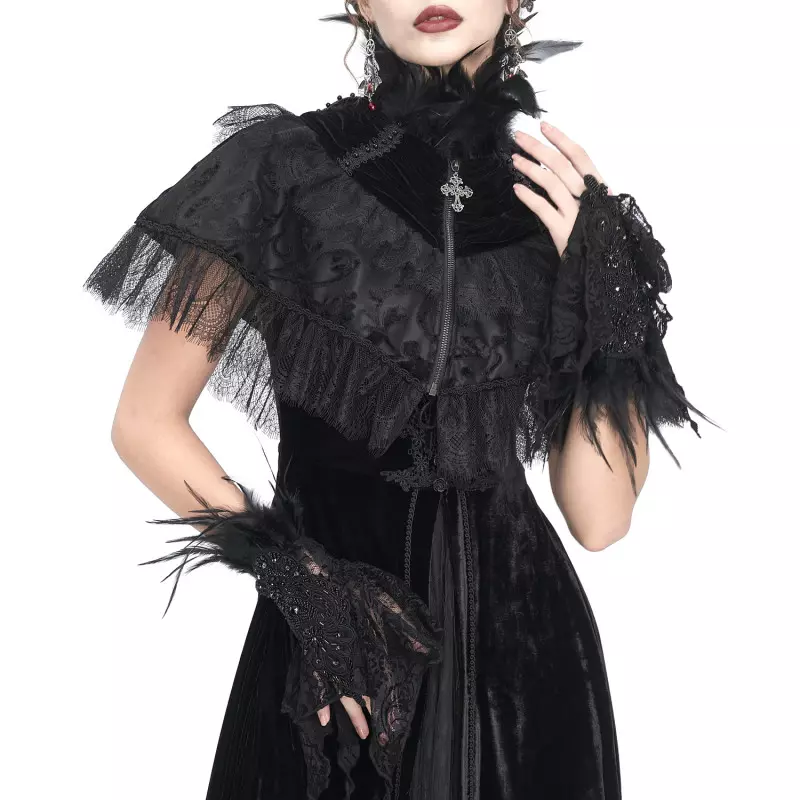 Short Cape with Feathers and Cross from Devil Fashion Brand at €63.90