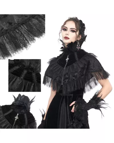 Short Cape with Feathers and Cross from Devil Fashion Brand at €63.90