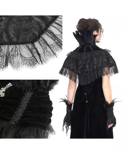 Short Cape with Feathers and Cross from Devil Fashion Brand at €63.90