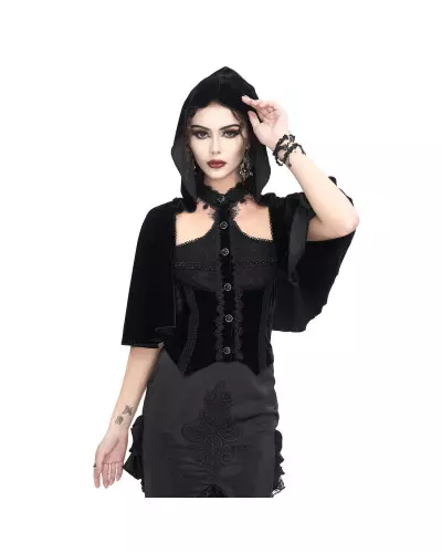 Black Velvet T-Shirt with Hood from Devil Fashion Brand at €73.90