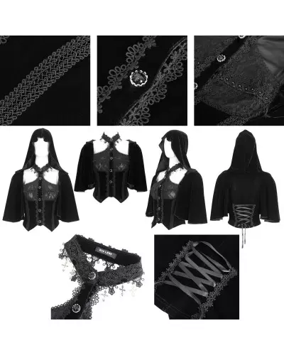 Black Velvet T-Shirt with Hood from Devil Fashion Brand at €73.90