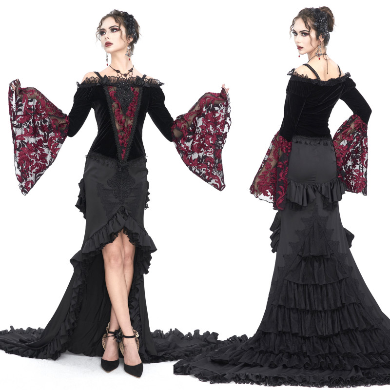 Velvet and Red Lace T-Shirt