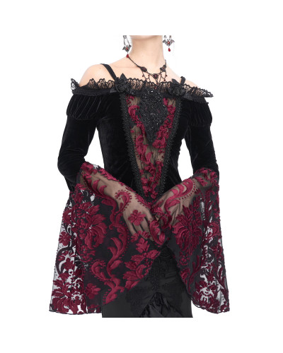 Velvet and Red Lace T-Shirt