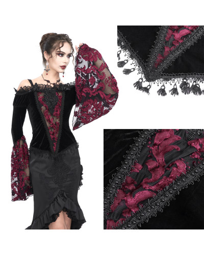 Velvet and Red Lace T-Shirt