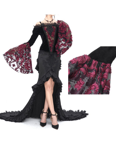 Velvet and Red Lace T-Shirt