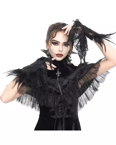 Black Gloves with Feathers from Devil Fashion Brand at €41.00