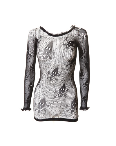 Camiseta de Rejilla con Calaveras