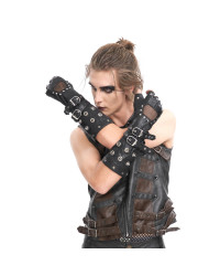 Black Buckled Mittens for Men