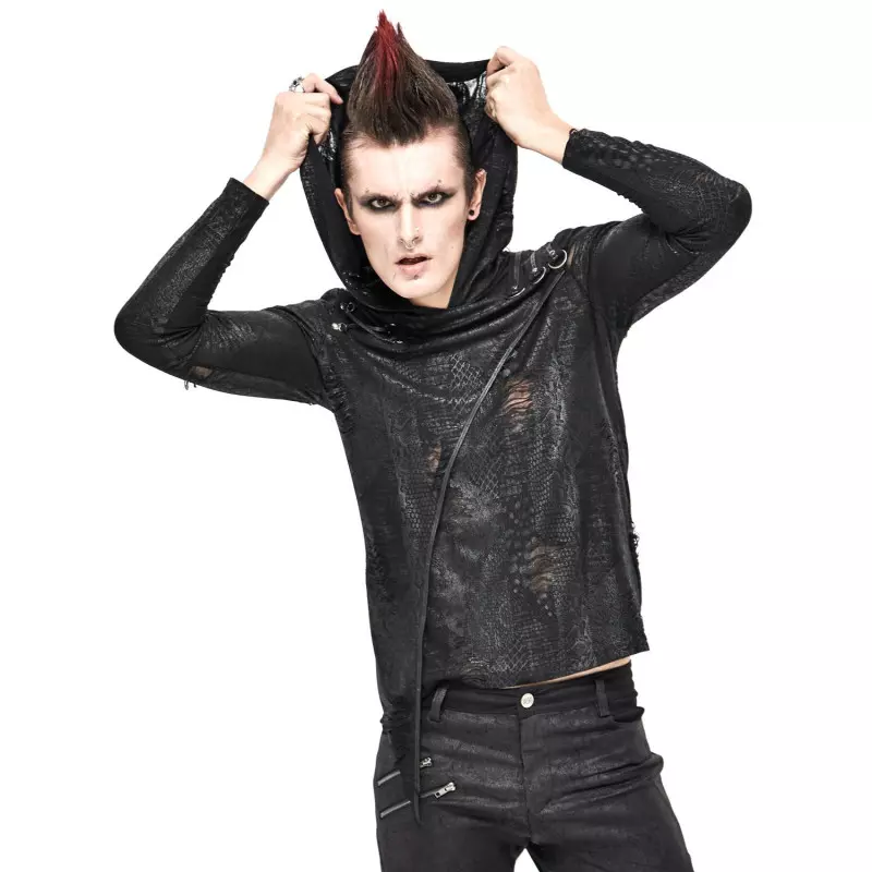 Asymmetric T-Shirt with Hood for Men from Devil Fashion Brand at €57.50