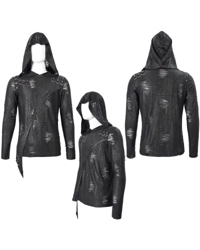 Asymmetrisches T-Shirt mit Kapuze für Männer