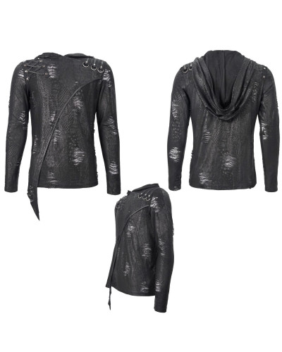 Asymmetrisches T-Shirt mit Kapuze für Männer