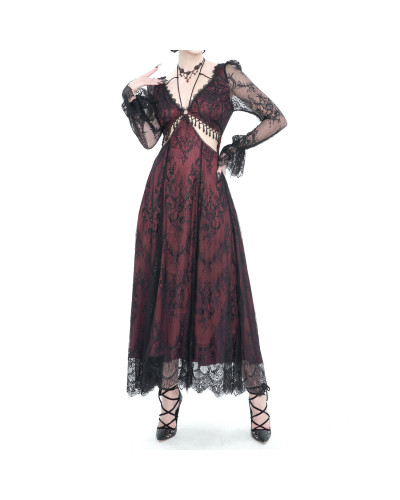 Vestido Gótico Elegante Rojo