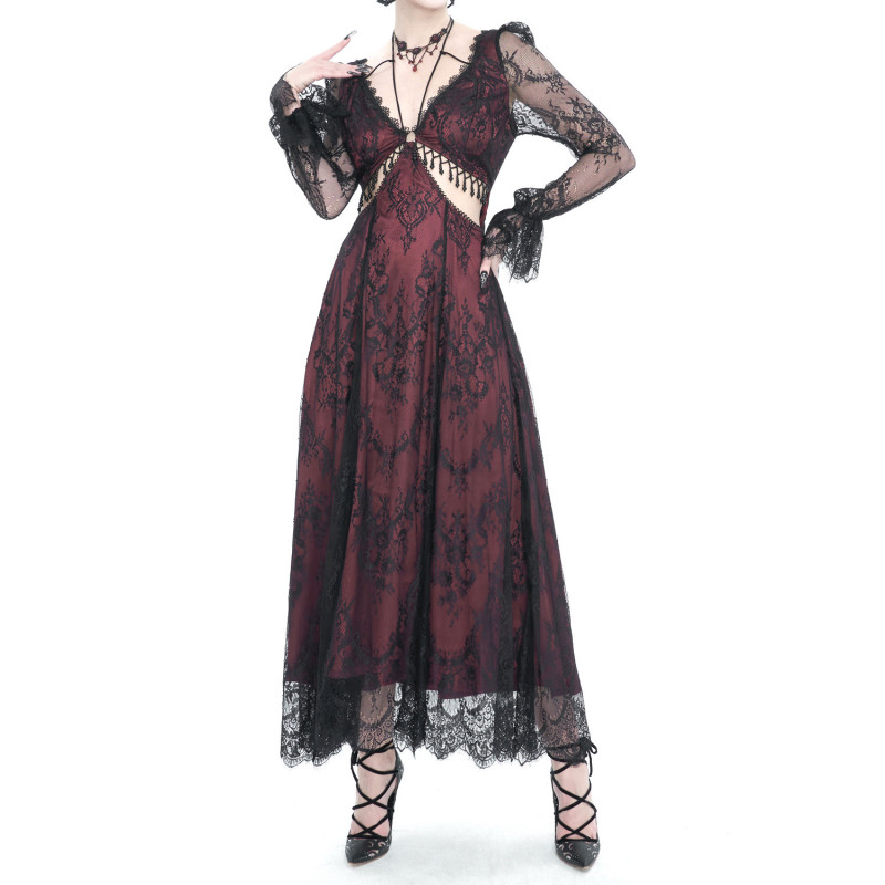 Vestido Gótico Elegante Rojo