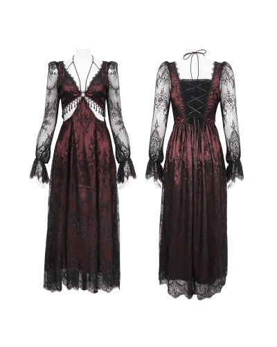 Vestido Gótico Elegante Rojo