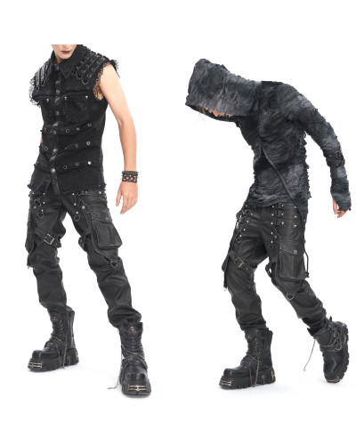 Schwarze Herrenhose mit Taschen