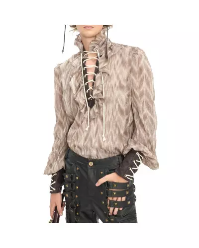 Beige Blouse with Lacings for Men from Devil Fashion Brand at €61.00