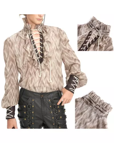 Beige Blouse with Lacings for Men from Devil Fashion Brand at €61.00