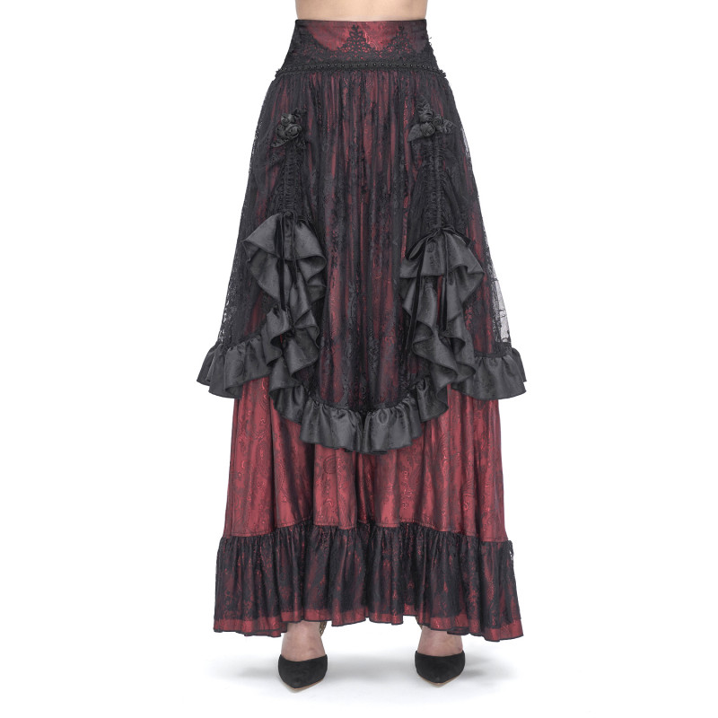 Falda Roja y Negra Elegante